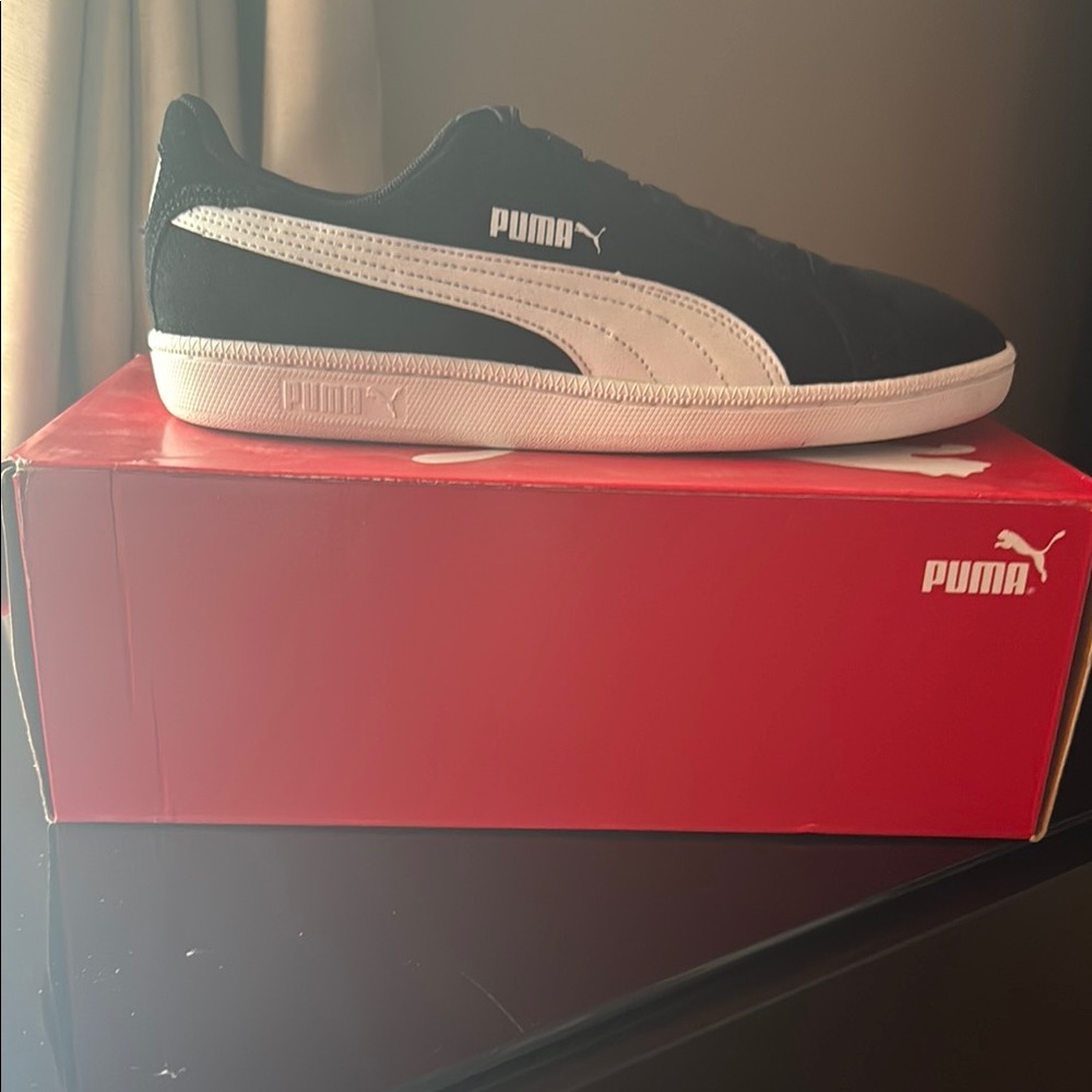 Puma Black and White Smash Suede Leather
